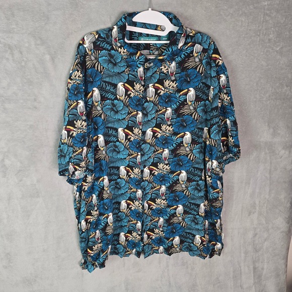 Cubavera Other - Cubavera Mens 2XLT Toucan Hibiscus Tropical Print Viscose Button Down Shirt 2EGA